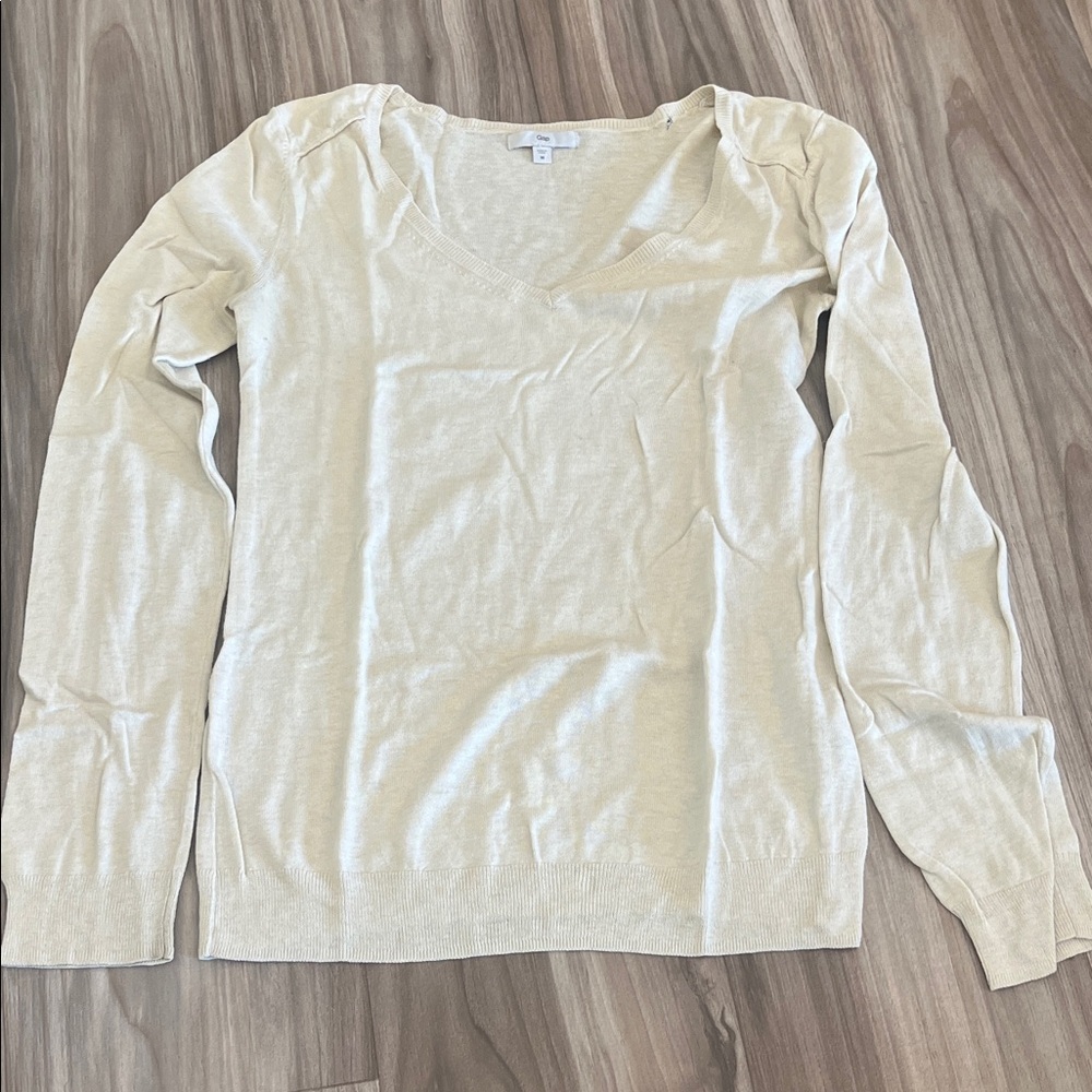 GAP Women's Cream Long Sleeve Blouse
